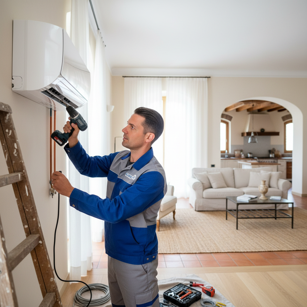 Tecnico Wall Group Italia installa un climatizzatore